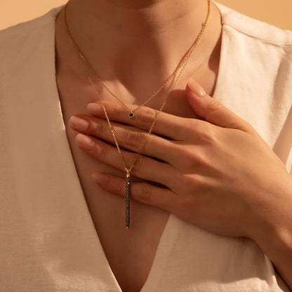 Chic Layered Gold Necklace with Bar Pendant - Minimalist Jewelry Gift