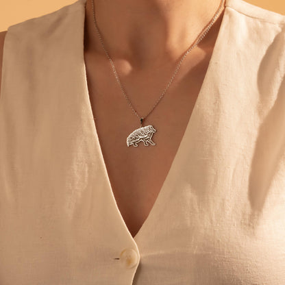Silver Hedgehog Necklace – Nature Inspired Gift for Her