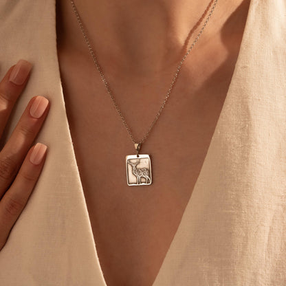 Silver Deer Pendant Necklace – Rustic Nature Gift for Her