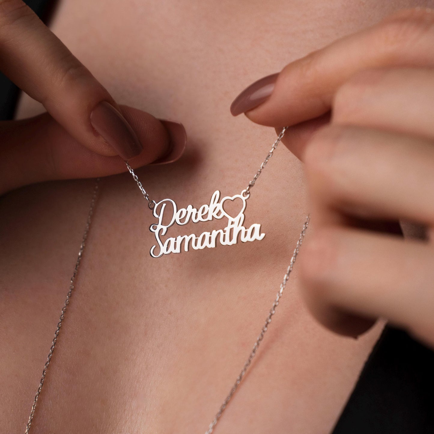 Unique Customized Couple Name Pendant - Handcrafted Sterling Silver Jewelry