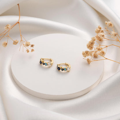 Glamorous Blue Crystal Earrings with Gold Studs - Perfect Gift for Her
