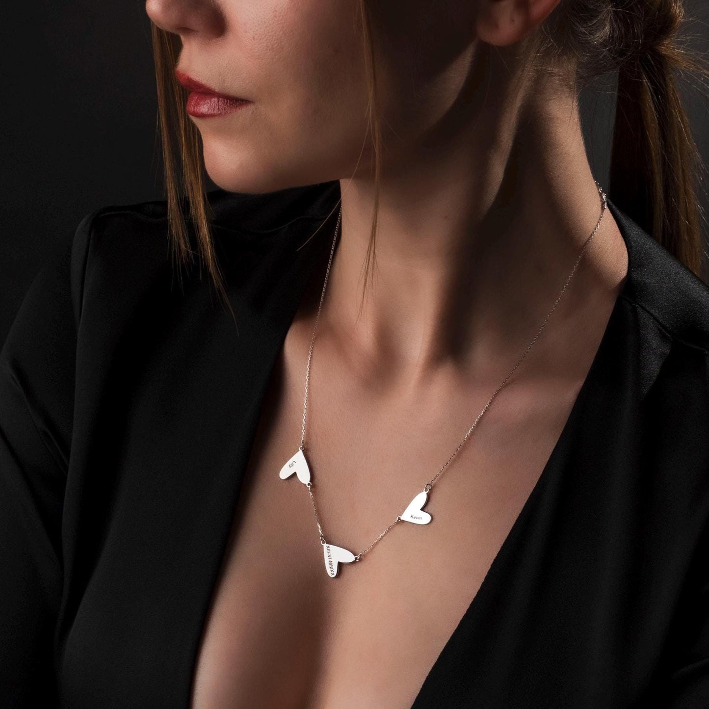 Cherished Heart Name Necklace - Personalized Silver Pendant for Mom