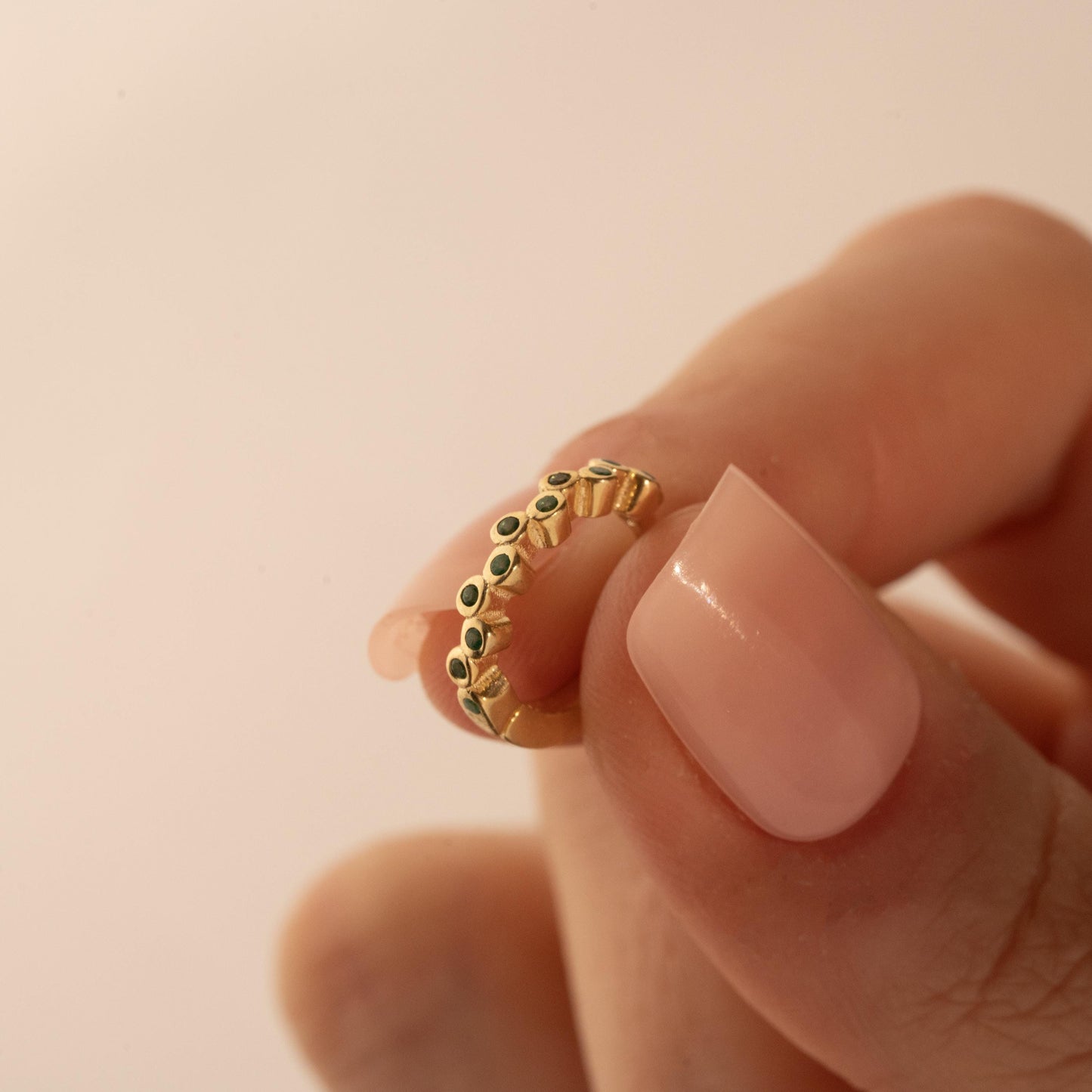 Dainty Gold Hoop Earrings with Emerald Green Crystals - Elegant Gift for Her