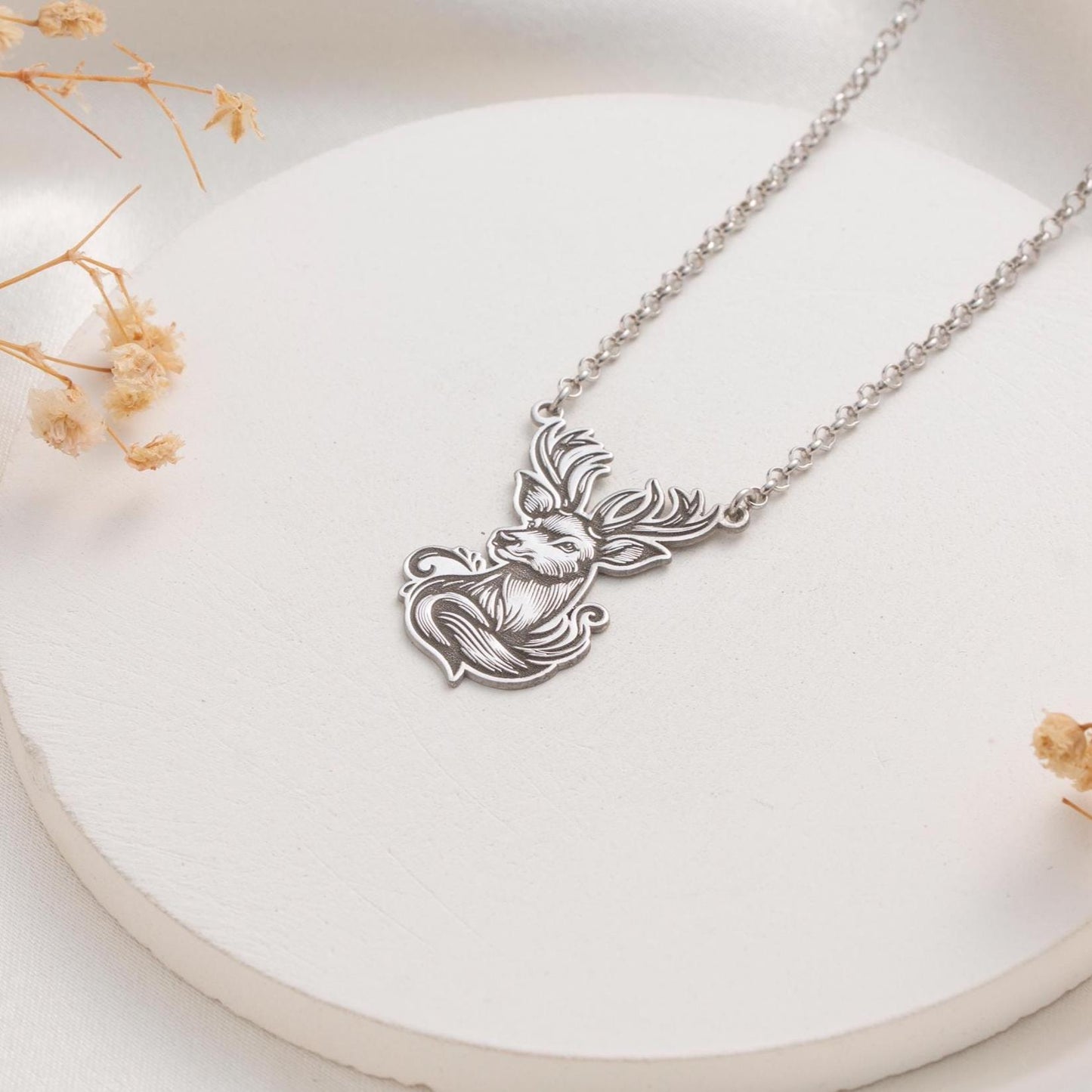 Deer Pendant Necklace – 925 Silver Forest Animal Jewelry Gift