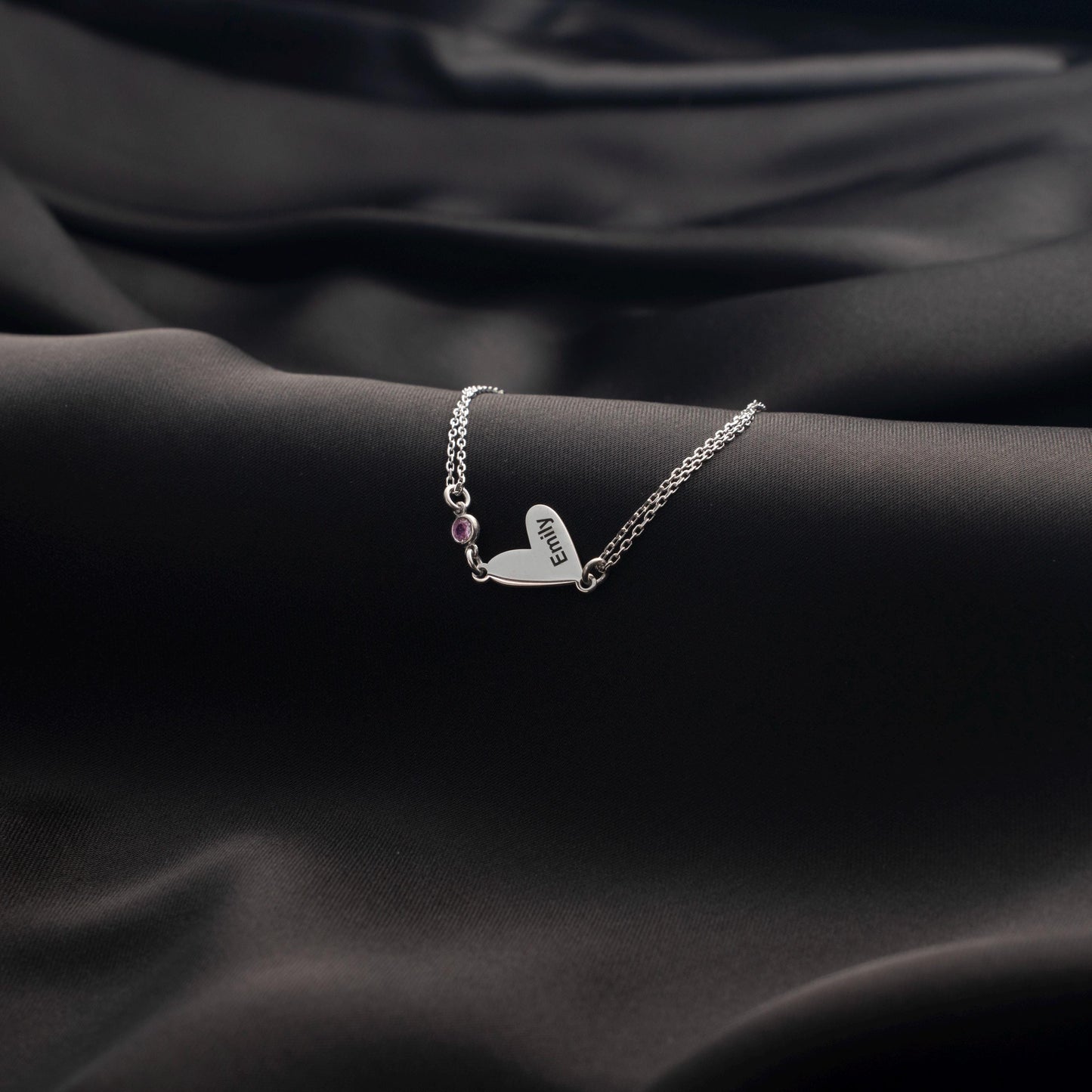 Heartfelt Perfection: Personalized Birthstone Bracelet, Custom Name Engraved, Sterling Silver or 18K Gold