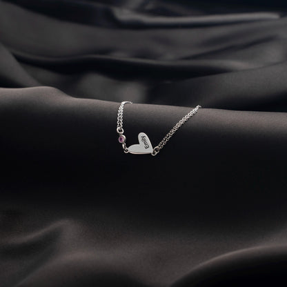 Heartfelt Perfection: Personalized Birthstone Bracelet, Custom Name Engraved, Sterling Silver or 18K Gold