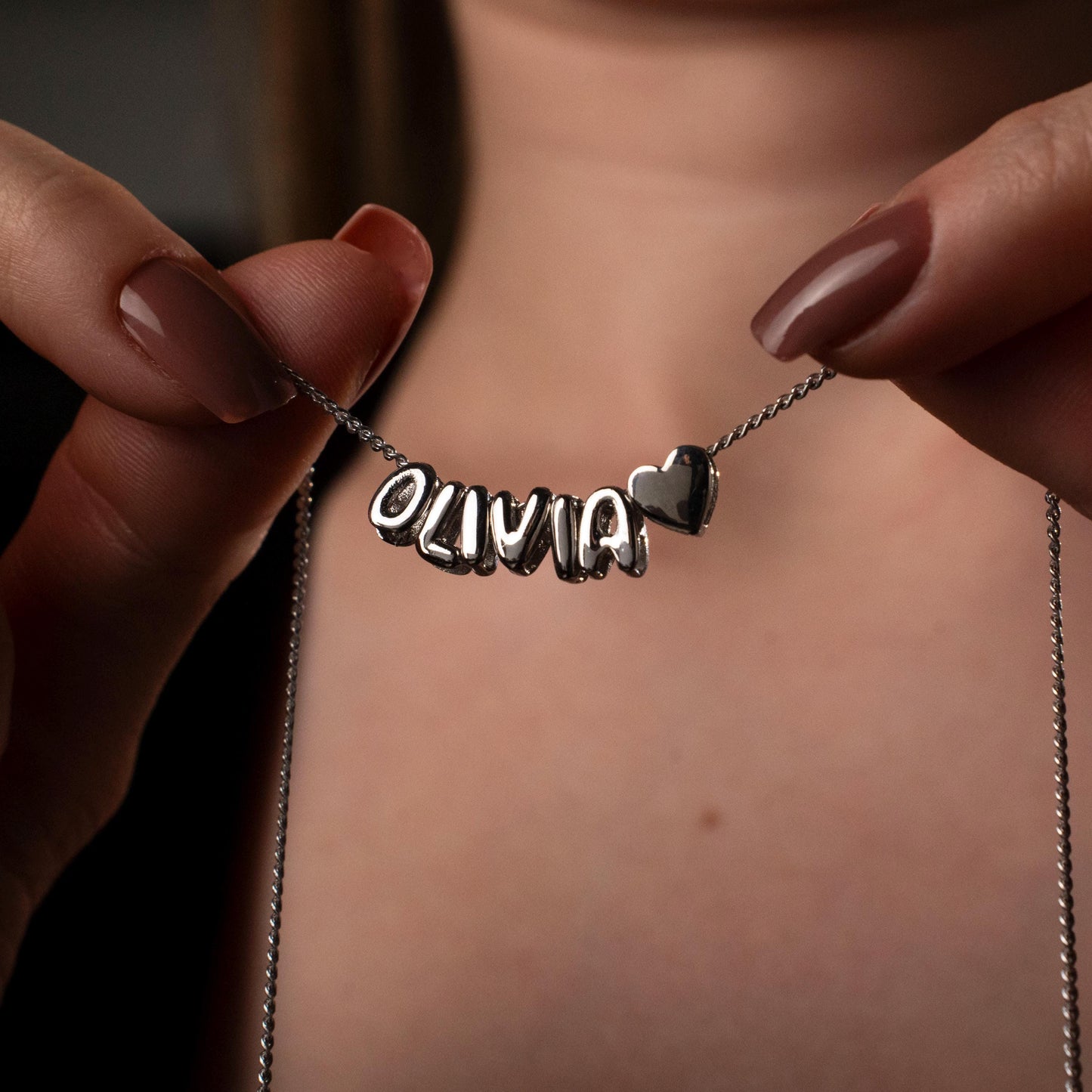 Personalized Bubble Letter Necklace - Custom Name Jewelry in Silver or 18K Gold Plated
