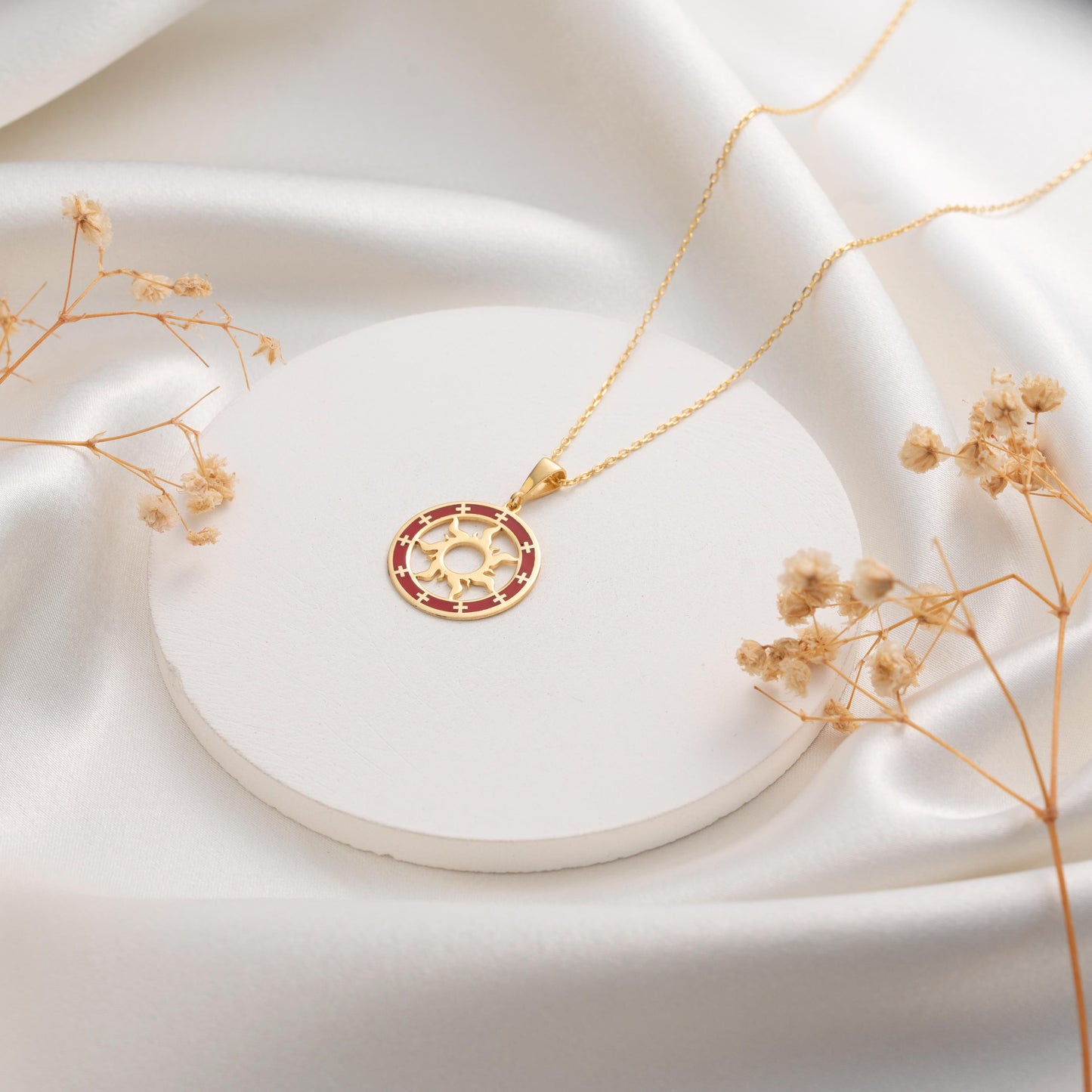 Sun Necklace - 925 Silver, 18K Gold Plated Sunshine Pendant, Minimalist Charm Jewelry