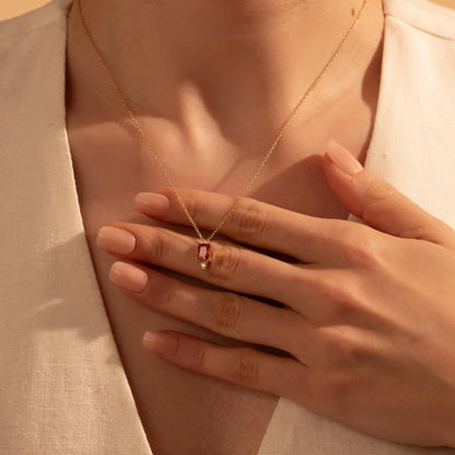 Red Gemstone Pendant – Elegant Gold Birthstone Necklace