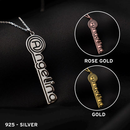 Chic Personalized Name Necklace with At Symbol Pendant - Custom Sterling Silver Jewelry for Her