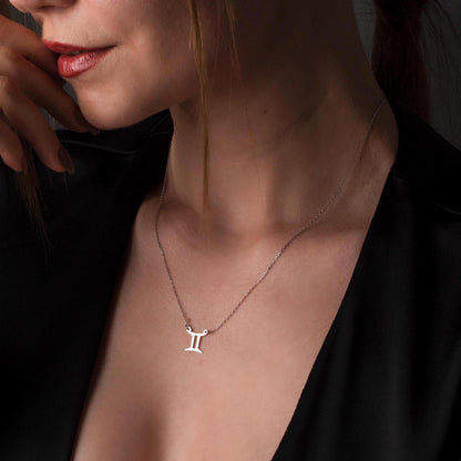 Celestial Twin: Gemini Zodiac Necklace in Sterling Silver - Custom Horoscope Jewelry