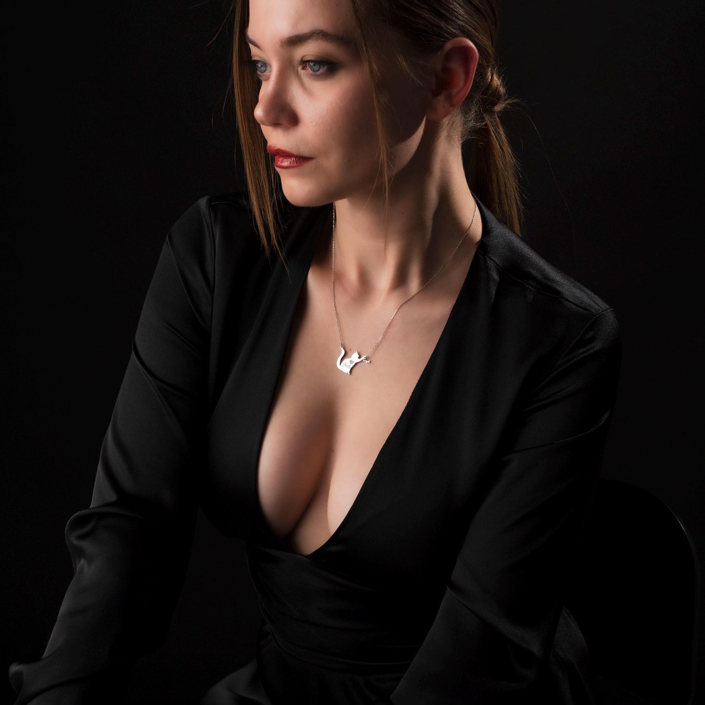 Adorable Personalized Cat Necklace - 925 Silver Pendant for Cat Lovers, Custom Pet Name Jewelry