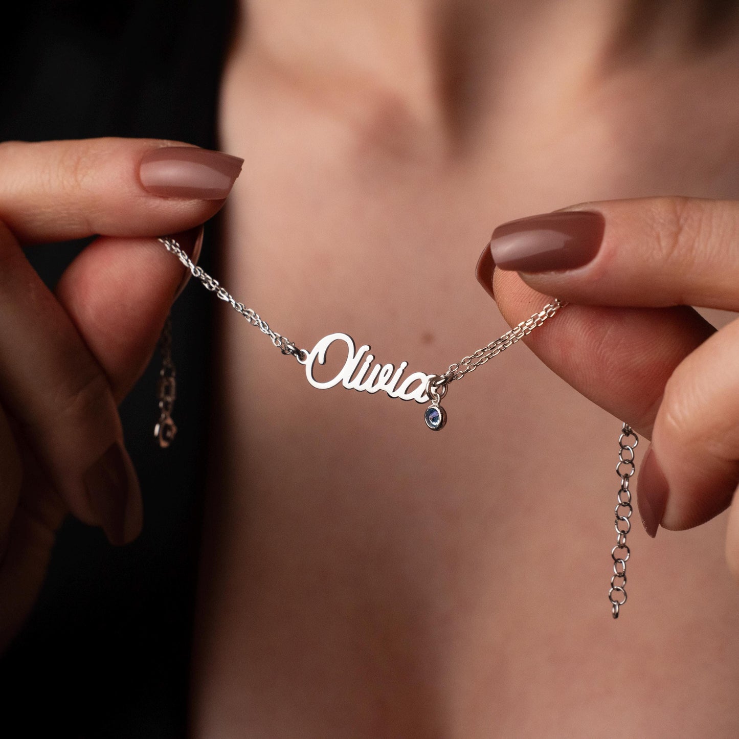 Elegant Birthstone Bracelet with Custom Name - Personalized Sterling Silver Jewelry, Perfect Gift for Her