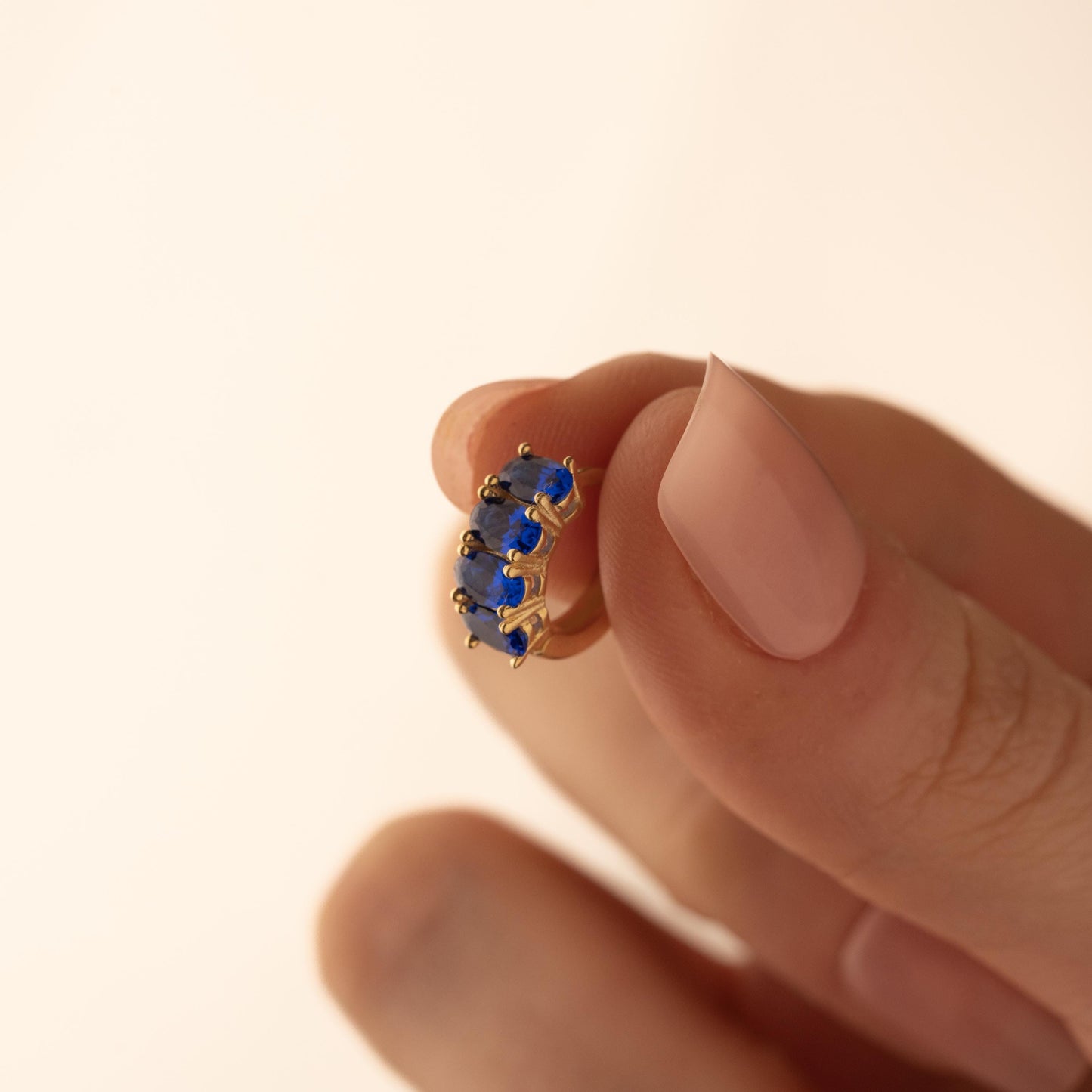 Sparkling Blue Gemstone Huggie Earrings in Gilded Hoops - Perfectly Pretty Gift Idea