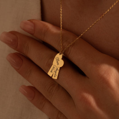 Personalized Heart Tag Necklace for Mom - Custom Name Charm, Gift for Her