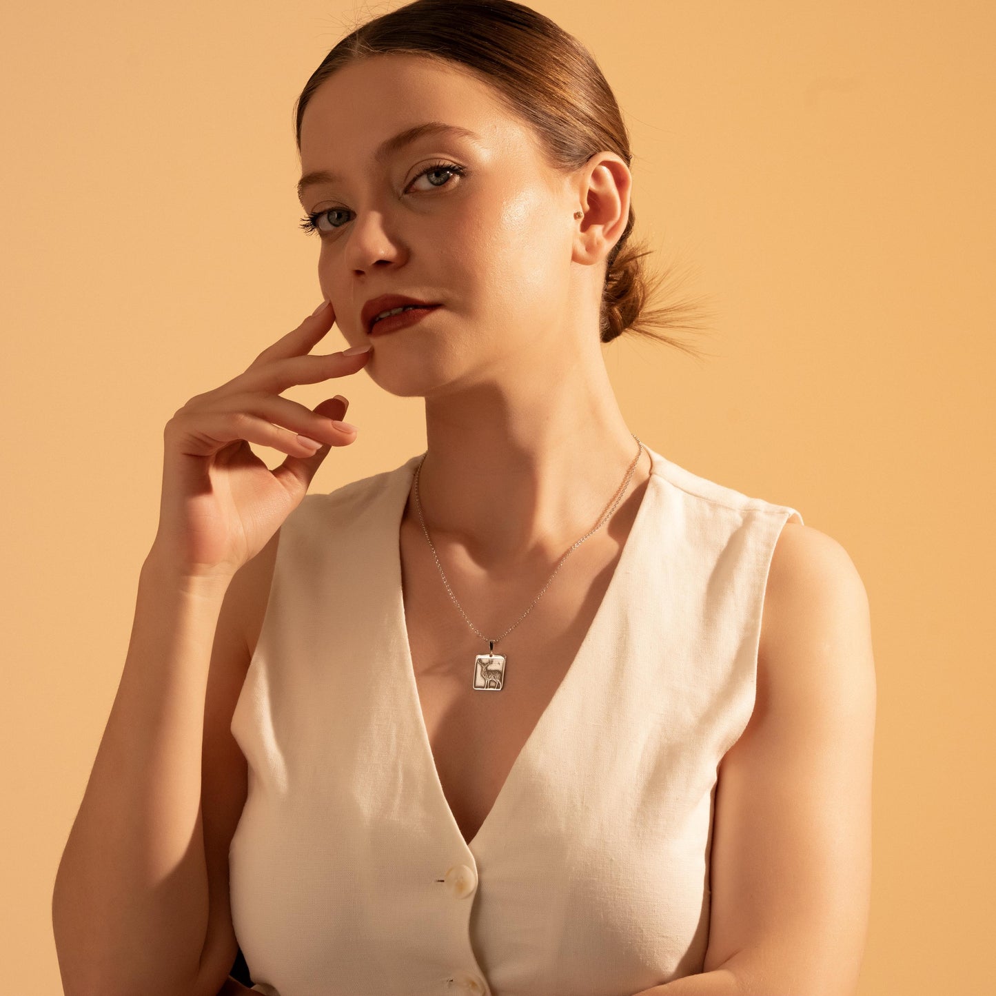 Silver Deer Pendant Necklace – Rustic Nature Gift for Her