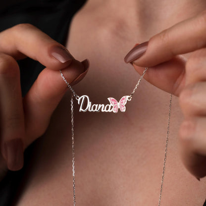 Whimsical Butterfly Name Necklace - Handcrafted 925 Sterling Silver Jewelry for Her