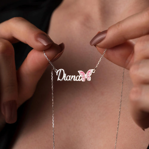 Whimsical Butterfly Name Necklace - Handcrafted 925 Sterling Silver Jewelry for Her