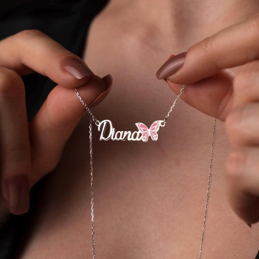 Whimsical Butterfly Name Necklace - Handcrafted 925 Sterling Silver Jewelry for Her