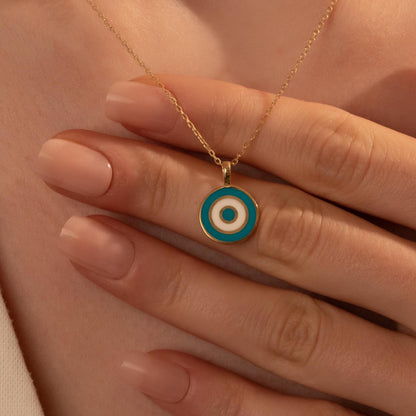 Chic Evil Eye Necklace: Elegant Gold Amulet for Positive Vibes - Delicate Gift Idea