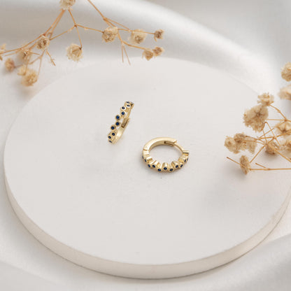 Chic Blue Crystal Drop Earrings: Elegant Gold Studs - Perfect Gift for Her