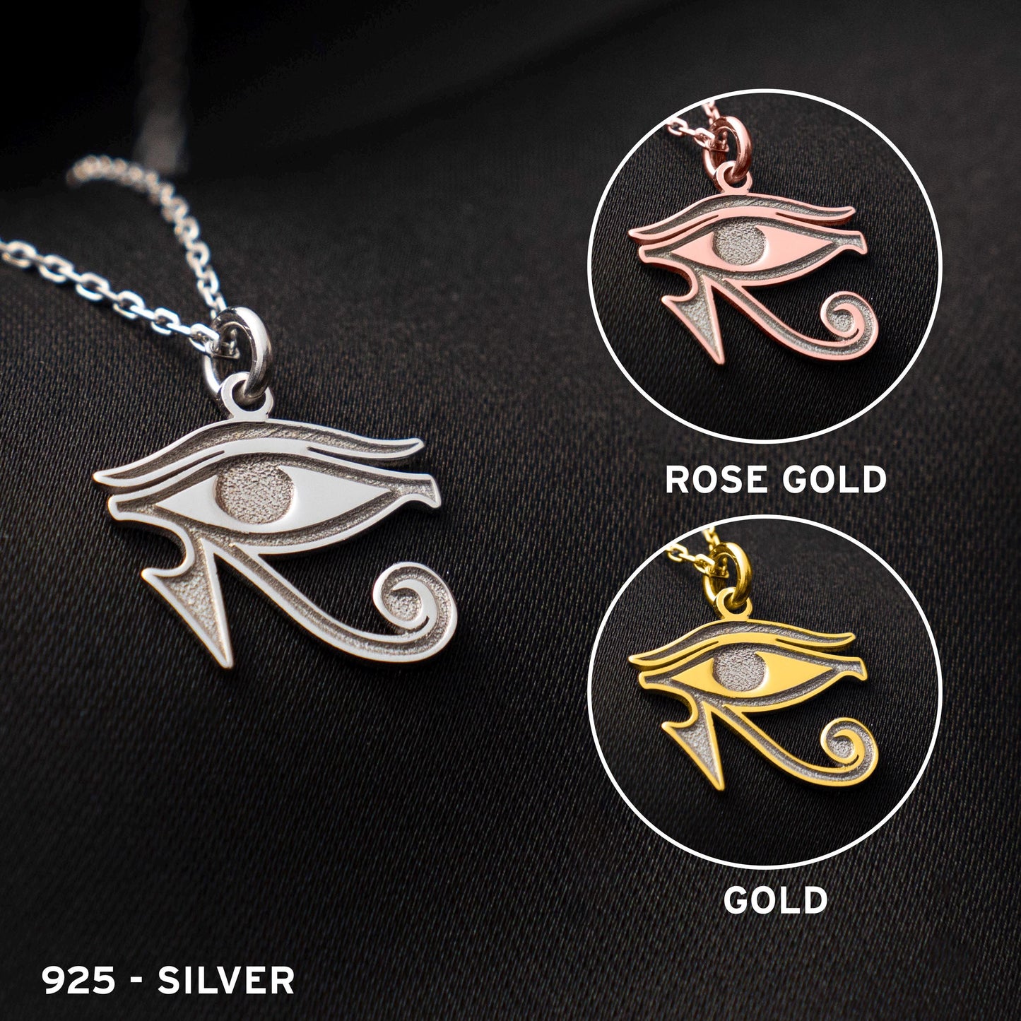 Spiritual Amulet: Eye of Horus Sterling Silver Necklace, Egyptian Symbol of Power