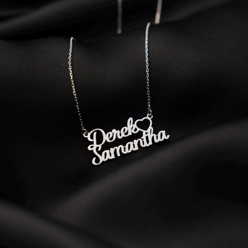 Unique Customized Couple Name Pendant - Handcrafted Sterling Silver Jewelry