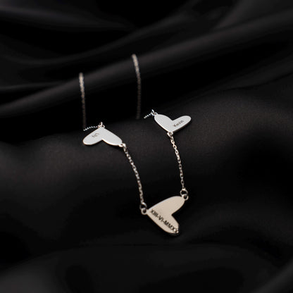 Cherished Heart Name Necklace - Personalized Silver Pendant for Mom