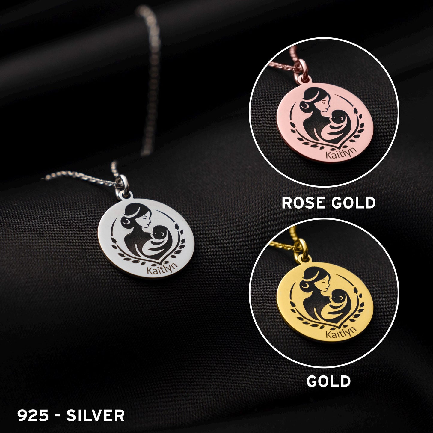 Cherished Bond: Custom Name Pendant for Mom & Baby | Sterling Silver Keepsake