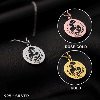 Cherished Bond: Custom Name Pendant for Mom & Baby | Sterling Silver Keepsake