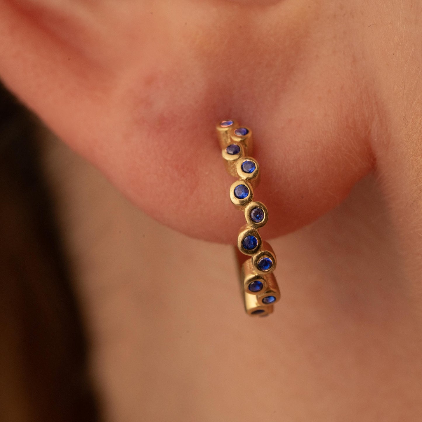 Chic Blue Crystal Drop Earrings: Elegant Gold Studs - Perfect Gift for Her