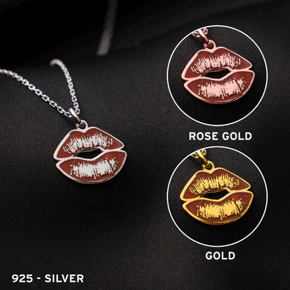 Sterling Silver Lip Necklace - Elegant Kiss Pendant for Her - Romantic Gift, Minimalist Style