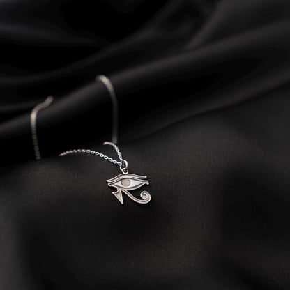 Spiritual Amulet: Eye of Horus Sterling Silver Necklace, Egyptian Symbol of Power