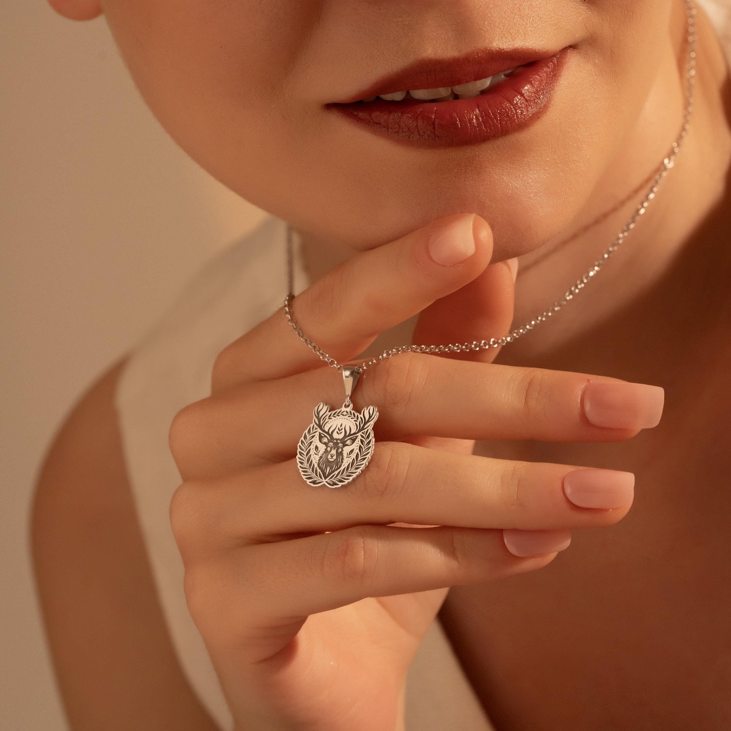 Deer Pendant Necklace – 925 Silver Forest Animal Jewelry Gift