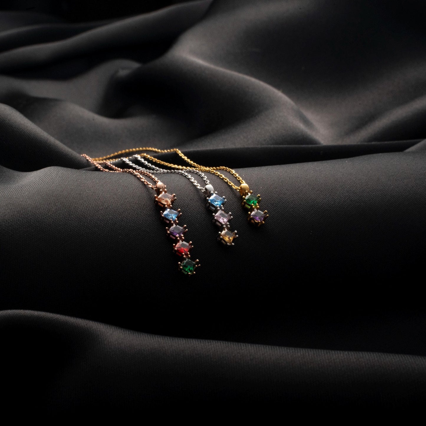 Dainty Birthstone Bar Necklace for Her - Custom Family Jewelry