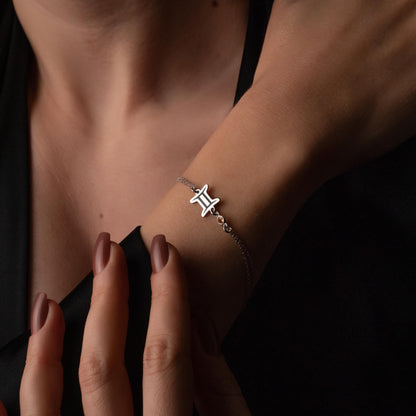 Celestial Charm: Zodiac Birthstone Bracelet in Sterling Silver and 18K Gold Plating