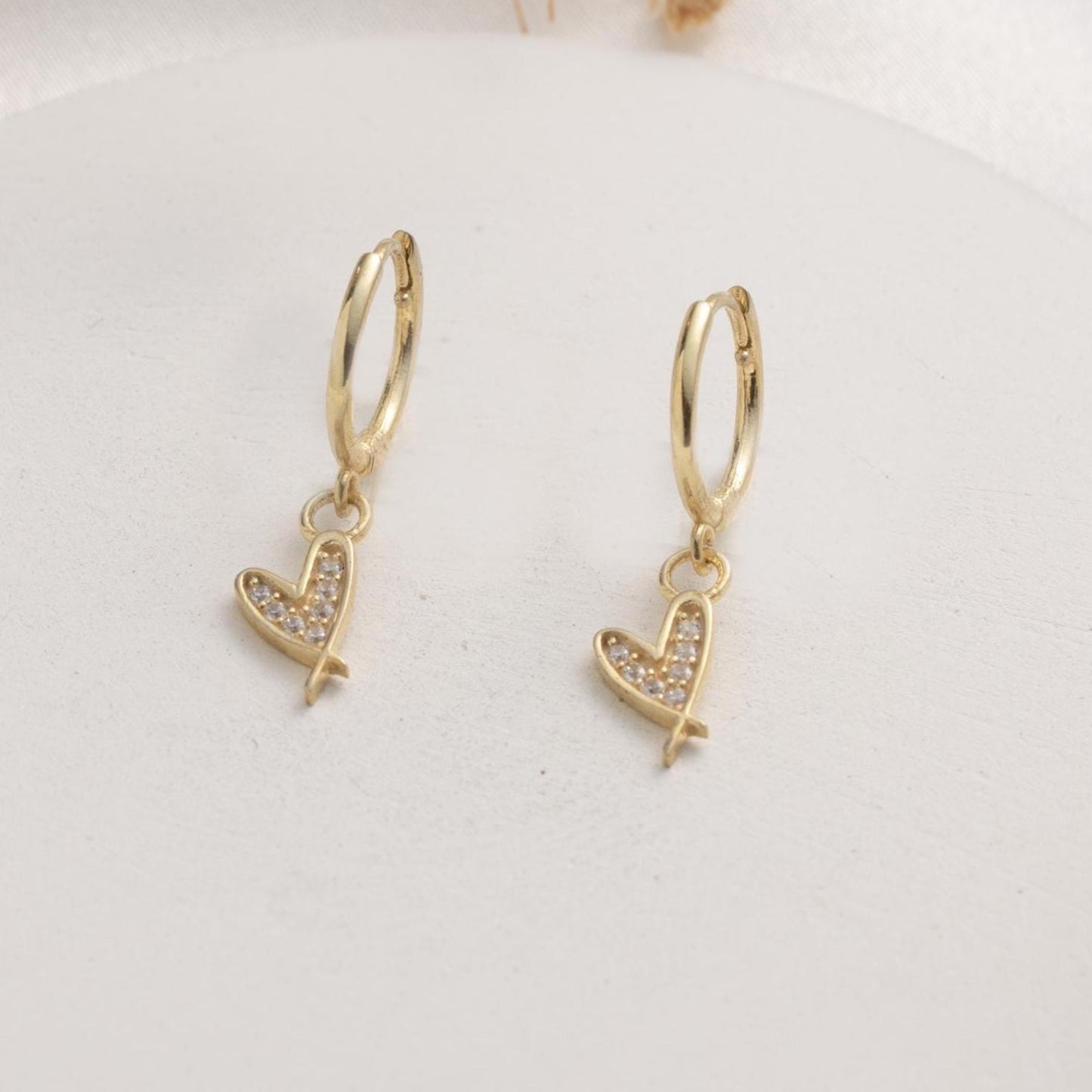 Crystal Heart Hoop Earrings - Elegant Minimalist Charm - Perfect Gift for Her