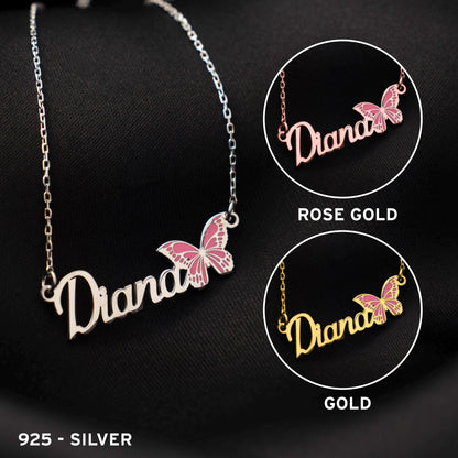 Whimsical Butterfly Name Necklace - Handcrafted 925 Sterling Silver Jewelry for Her