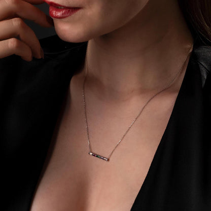 Minimalist Family Necklace with Birthstone Bar - Meaningful Gift Idea