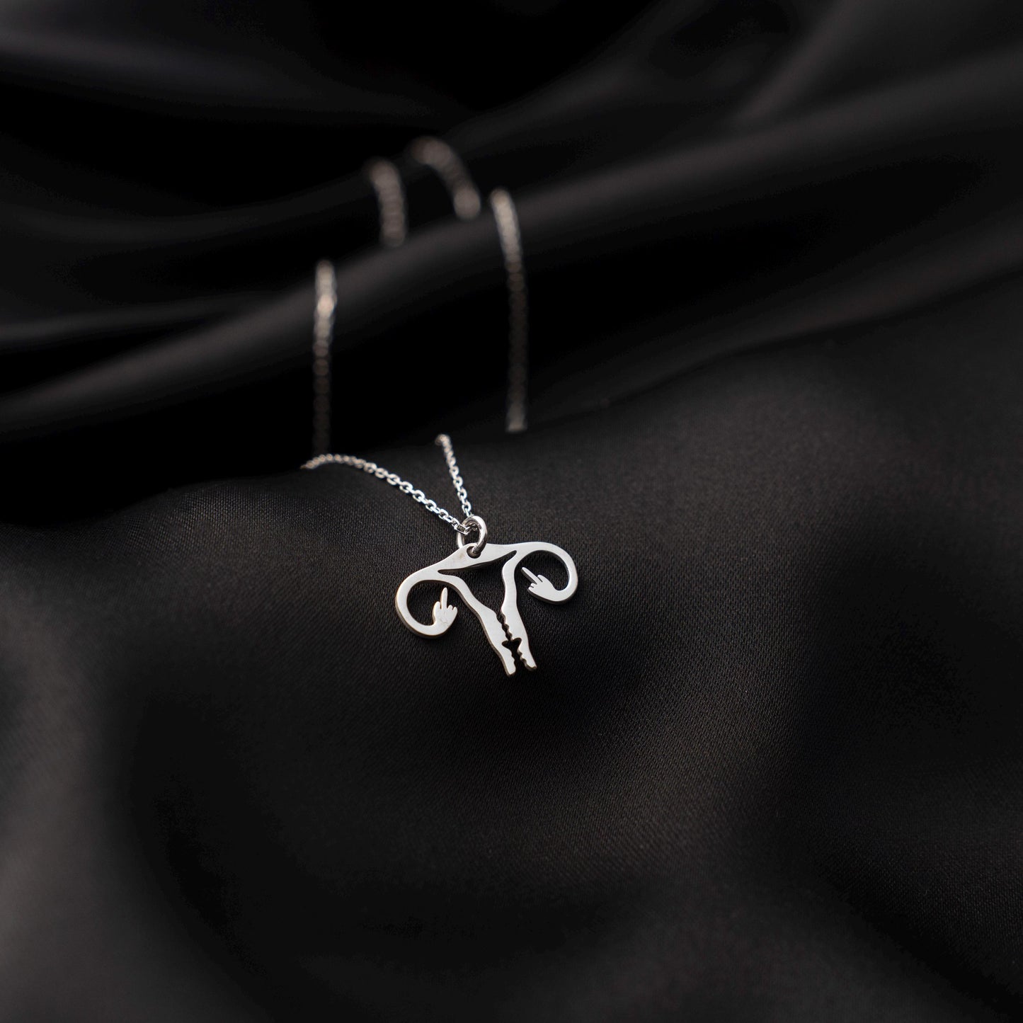 Sterling Silver Uterus Necklace – Feminist Jewelry, Body Autonomy Gift, Reproductive Rights Pendant