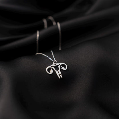 Sterling Silver Uterus Necklace – Feminist Jewelry, Body Autonomy Gift, Reproductive Rights Pendant