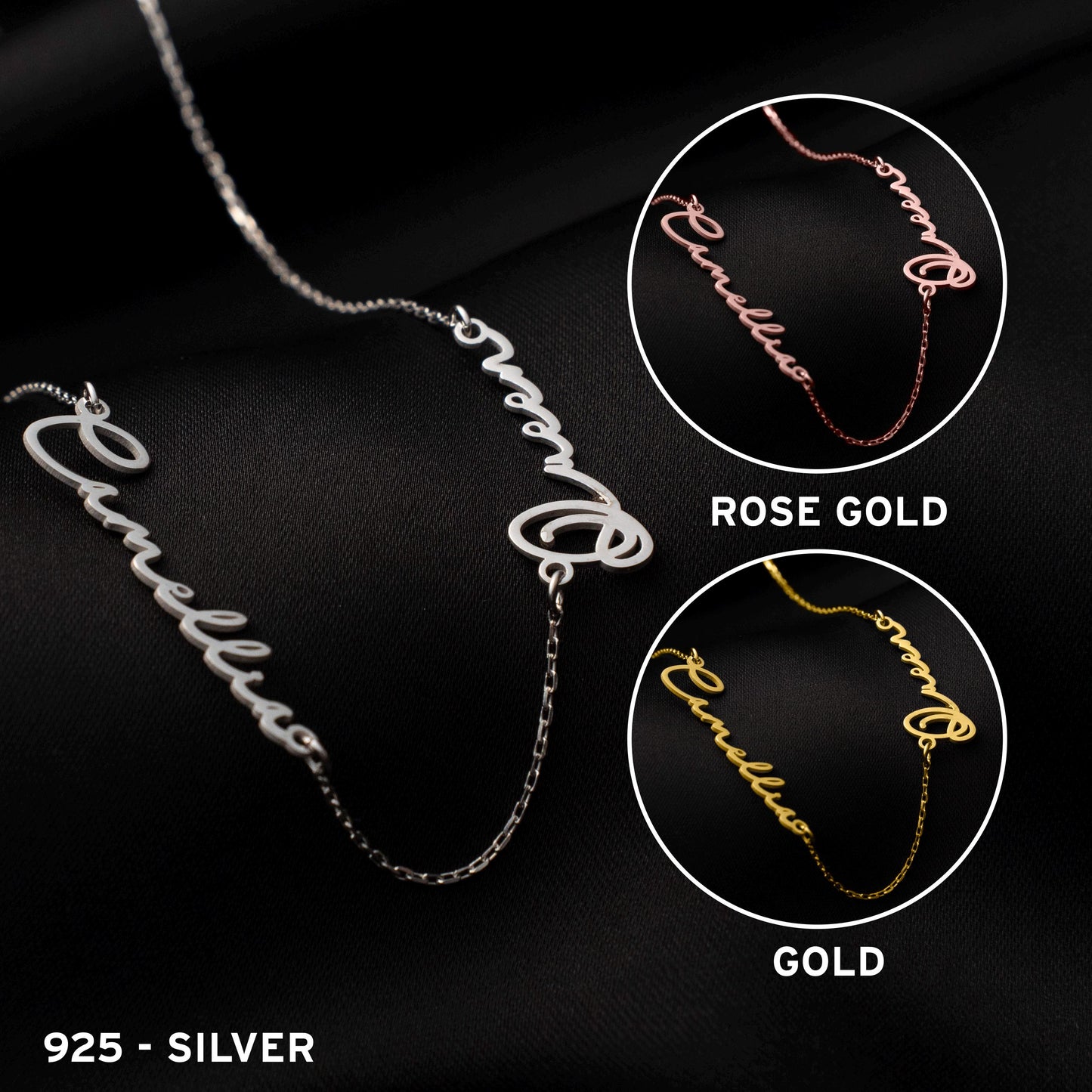 Personalized Silver Necklace with Up to 5 Names - Custom Gift for Mom, Grandma, or Sister