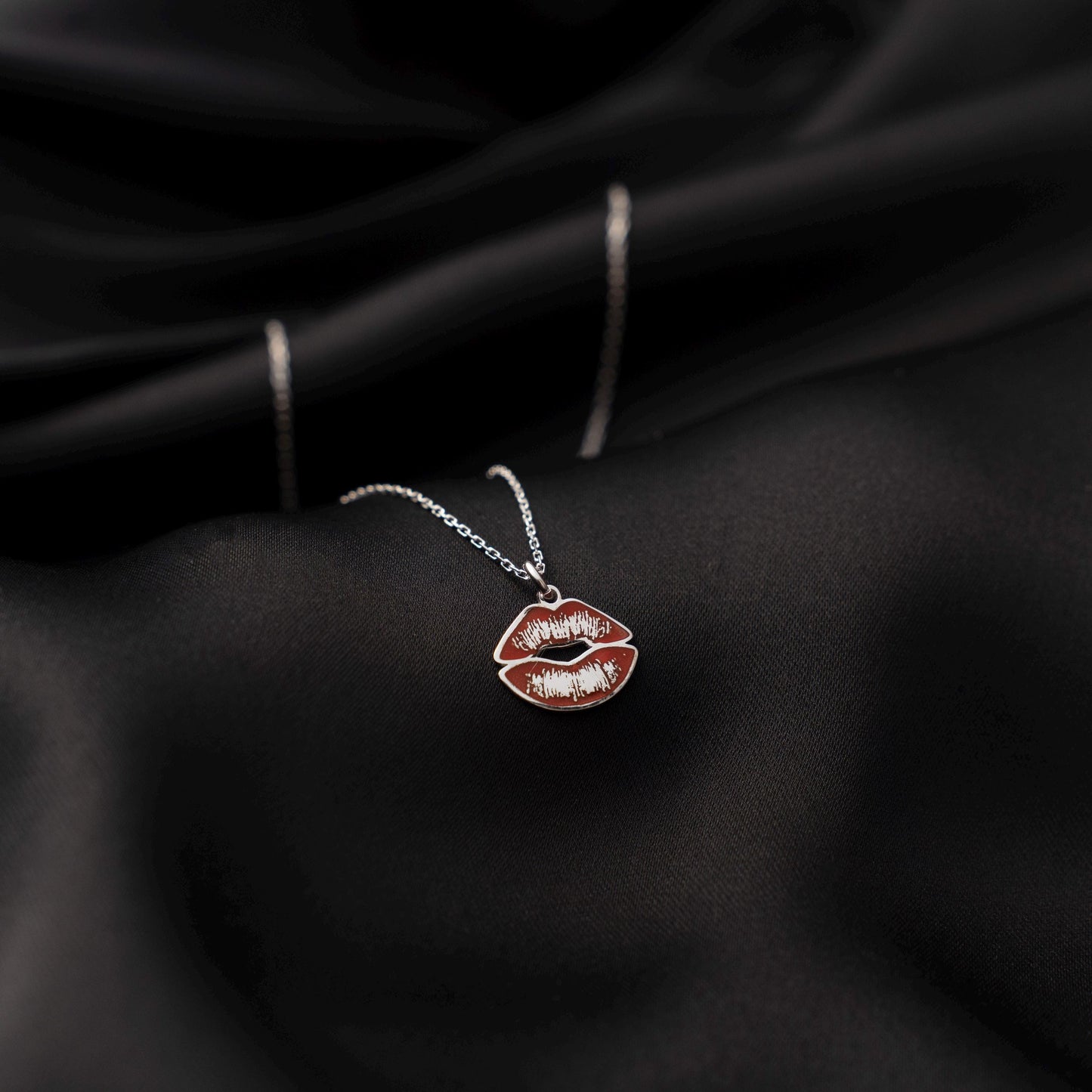 Sterling Silver Lip Necklace - Elegant Kiss Pendant for Her - Romantic Gift, Minimalist Style