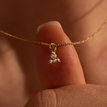 Three Stone Dainty Necklace – Minimalist Gold Gift for Her