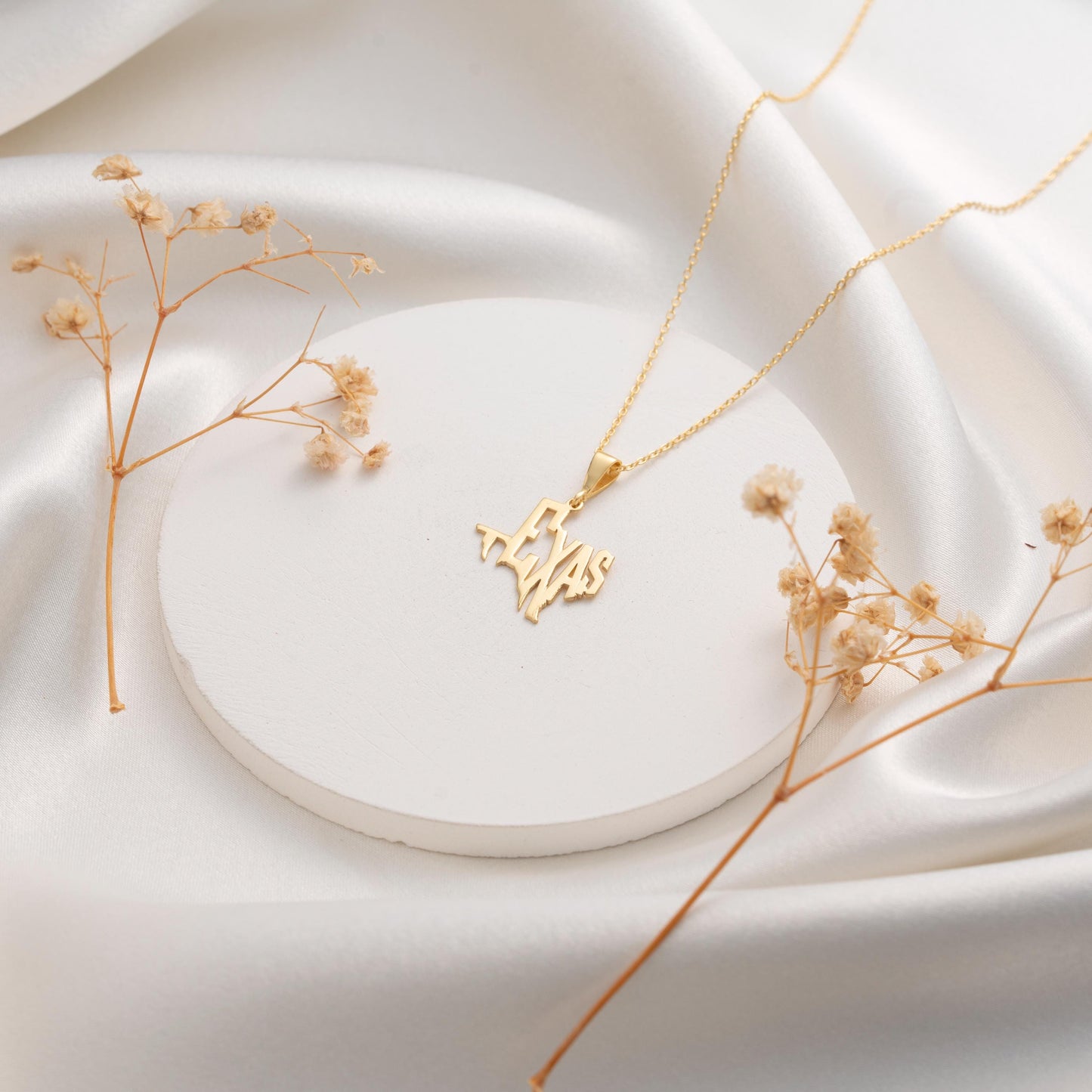 Texas Map Necklace – Custom State Pendant, Gold Plated Texas Jewelry Gift