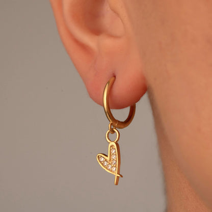 Crystal Heart Hoop Earrings - Elegant Minimalist Charm - Perfect Gift for Her