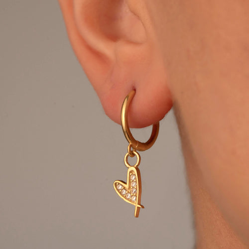Crystal Heart Hoop Earrings - Elegant Minimalist Charm - Perfect Gift for Her