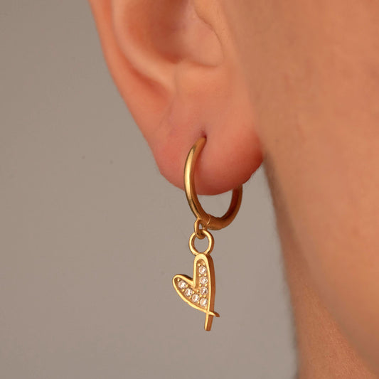Crystal Heart Hoop Earrings - Elegant Minimalist Charm - Perfect Gift for Her