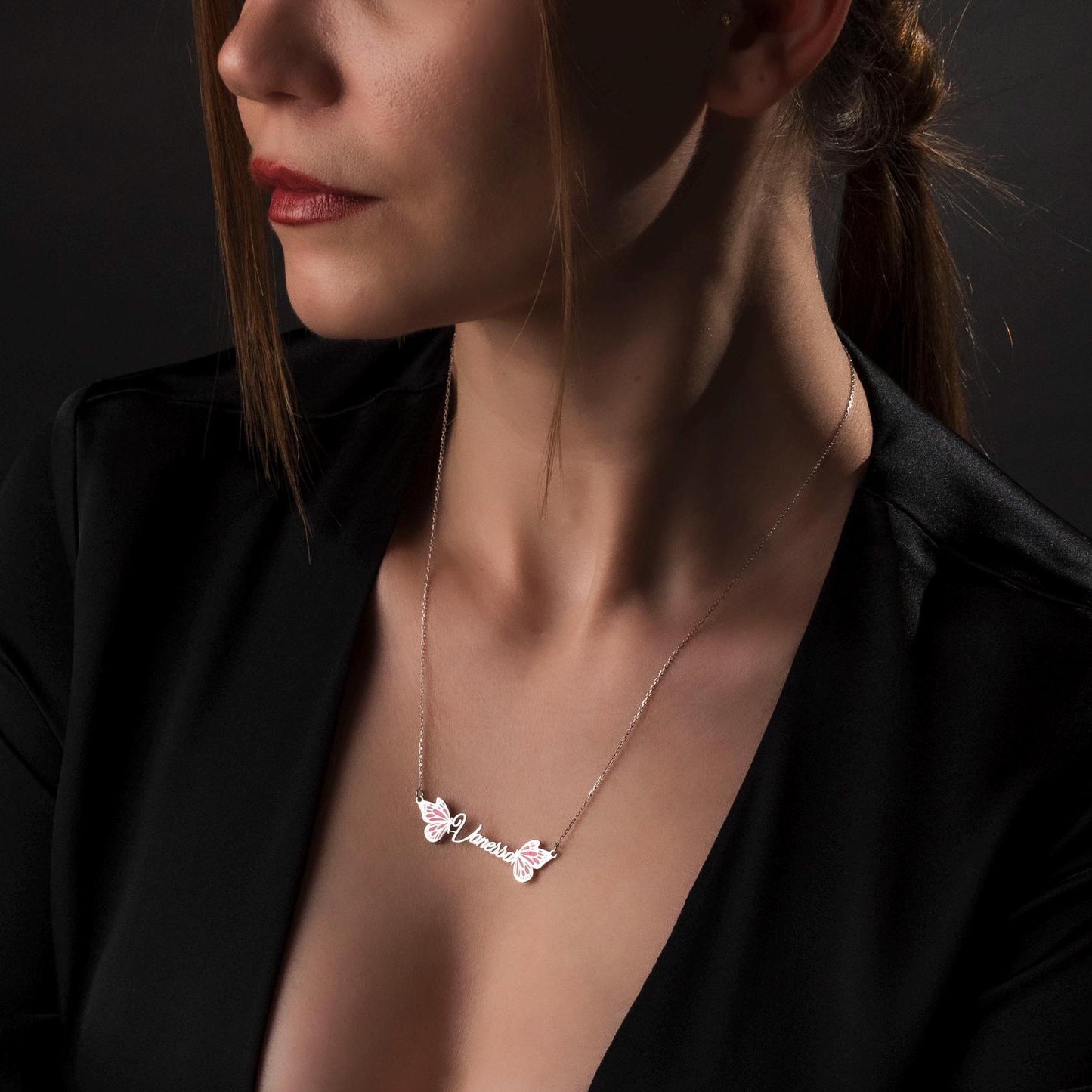 Whimsical Butterfly Name Necklace - Personalized 925 Silver Pendant for Her