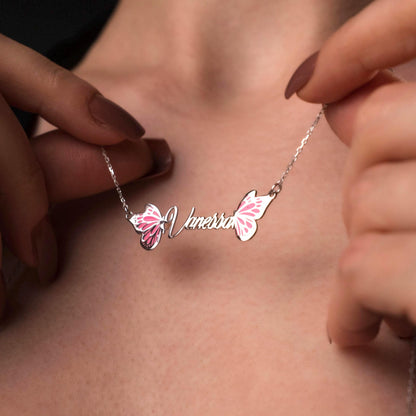 Whimsical Butterfly Name Necklace - Personalized 925 Silver Pendant for Her